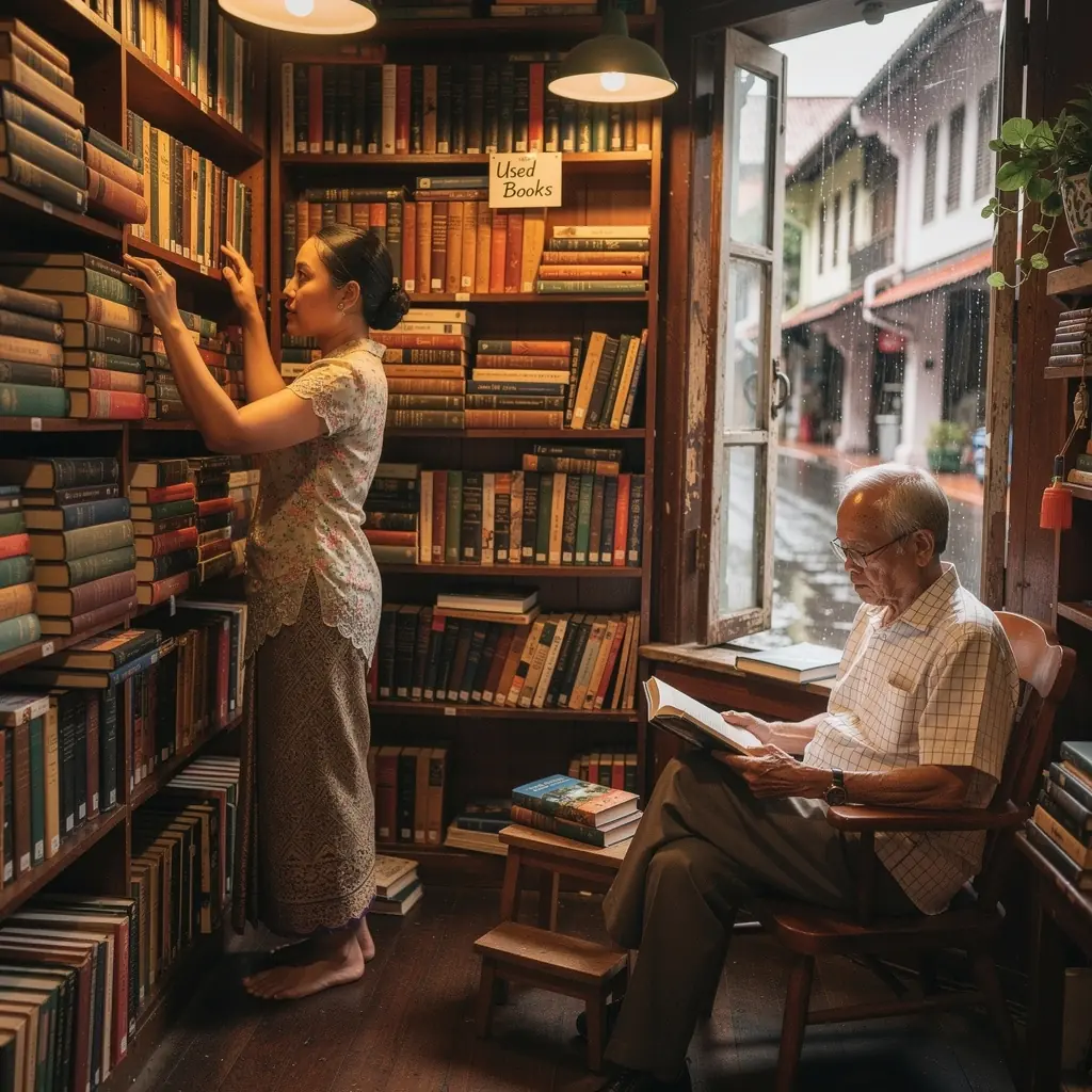 A stack of colorful, gently used textbooks with a price tag indicating affordable prices for students.
