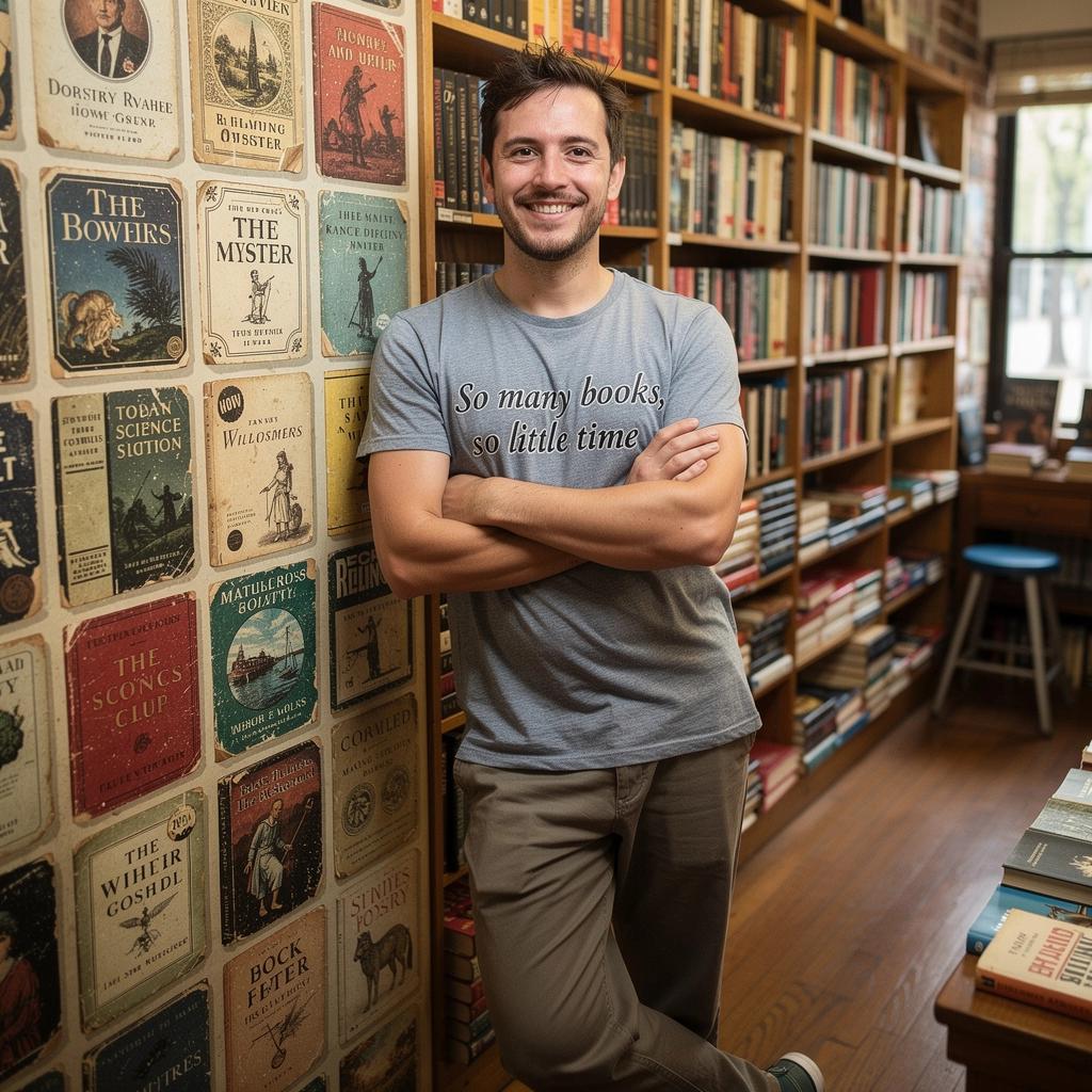 A cozy reading nook with a comfy chair and a pile of pre-owned books waiting to be read.