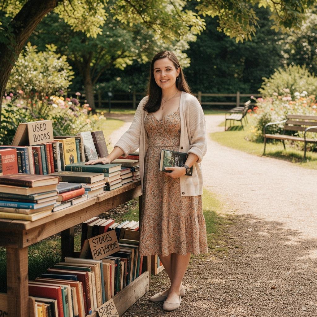 A vibrant display of various genres of used books neatly organized on shelves.